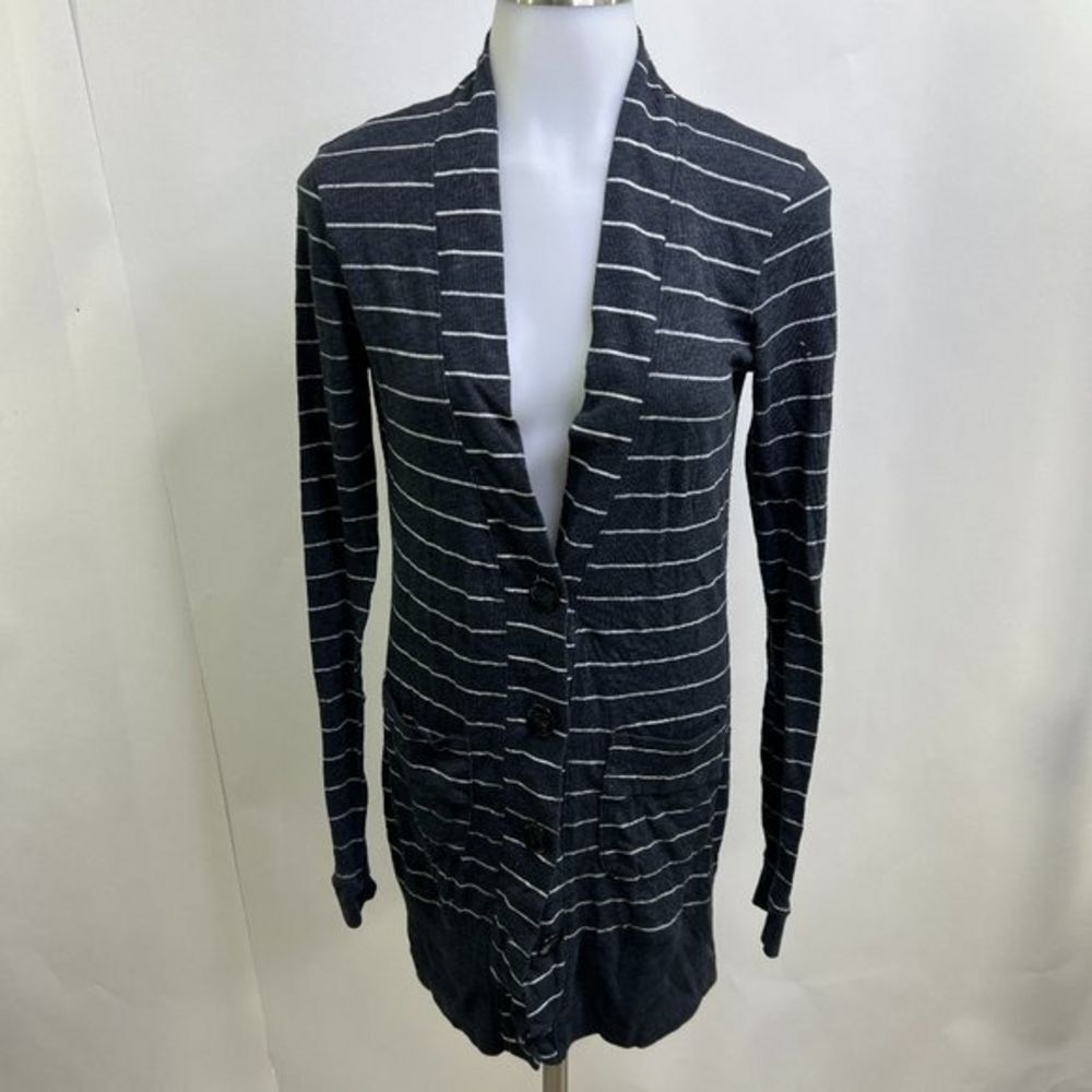 BDG S Cardigan Sweater Blue Stripe Button Urban Outfitters‎ Long Sleeve White